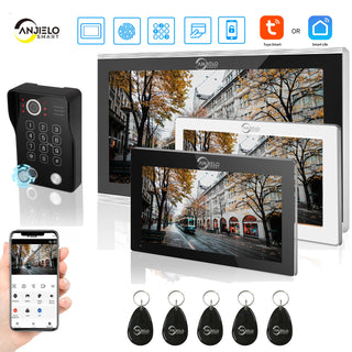 Video Intercom Tuya 7/10 Inch Doorphone Touch Screen with Wired Doorbell 1080P 148° APP Password Fingerprint 1 monitor+1 camera