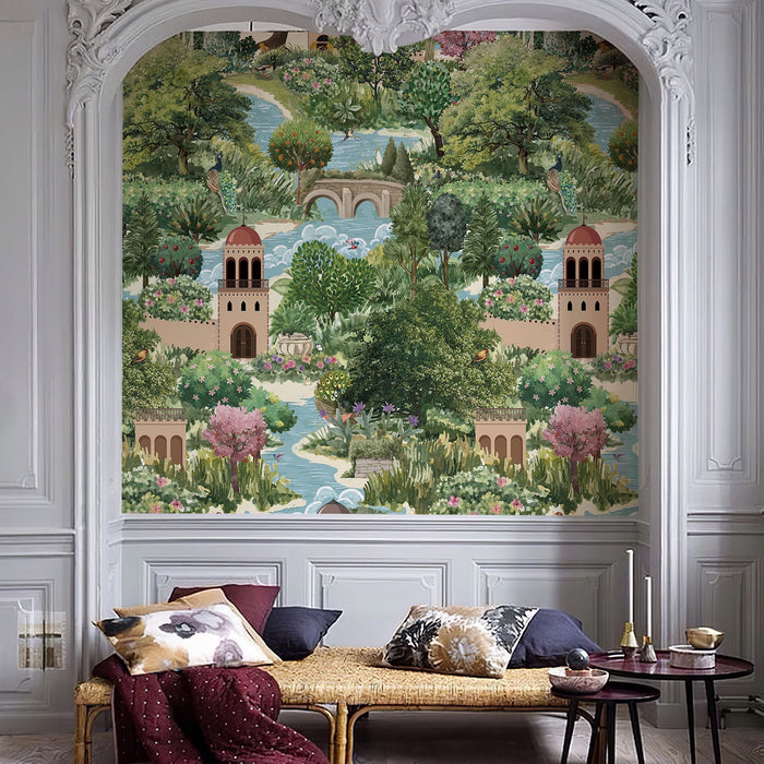 Customized Murals Green Forests Home Decor Elegant REA Canvas Cloth Mural European Castles Decoration 200cmx300cm Mural