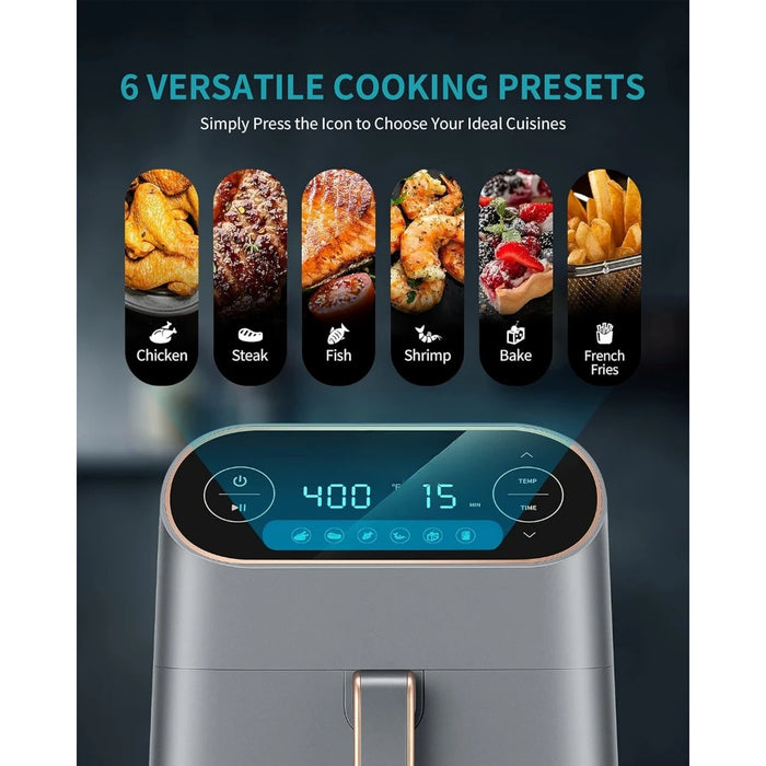 Air fryer, 9-quart 6-in-1 electric XL air fryer oven oil-free cookware, large home size LCD touch control panel