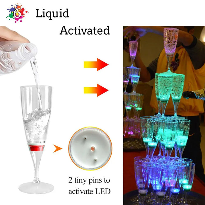 LED Wine Glass Champagne Glasses Water Liquid Activated Flash Light High Legged Glass Party Christmas Vase New Year Decoration