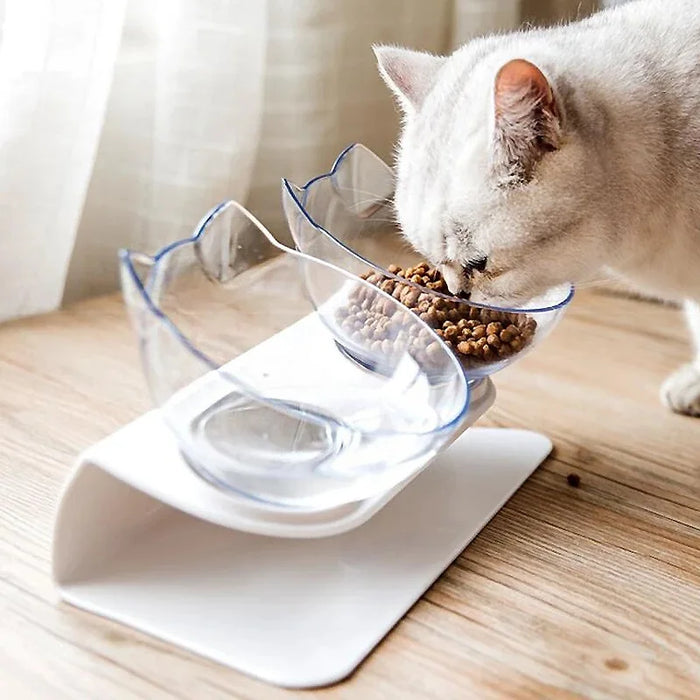 15 Tilted No-Slip Cat Bowls Pet Double Bowl Cat Dog Food Water Feeder