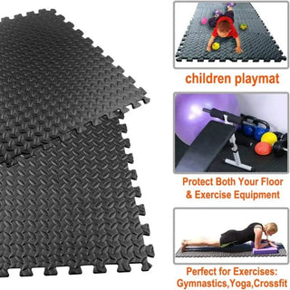 16PCS 30*30cm Sports Gym Mat Protection EVA Leaf Grain Floor Mats Yoga Fitness Non-Slip Splicing Rugs Thicken Shock Room Workout