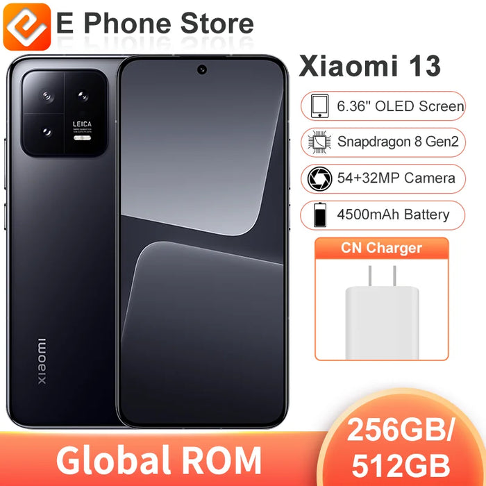 Global ROM Xiaomi Mi 13 256GB/512GB RAM Snapdragon 8 Gen 2 6.36” OLED Screen 54MP+32MP Camera 4500mAh Battery 67W Fast Charging