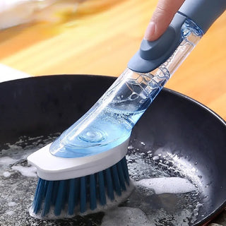 Kitchen Cleaning Brush 2 In 1 Long Handle Cleaning Sponge Removable Brush Dispenser DishWashing Sponge Brush For Kitchen Tools