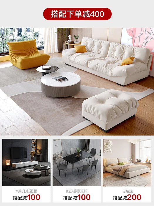 Fabric sofa living room small apartment simple modern technology cloth cloud light luxury tofu block ins velvet trend