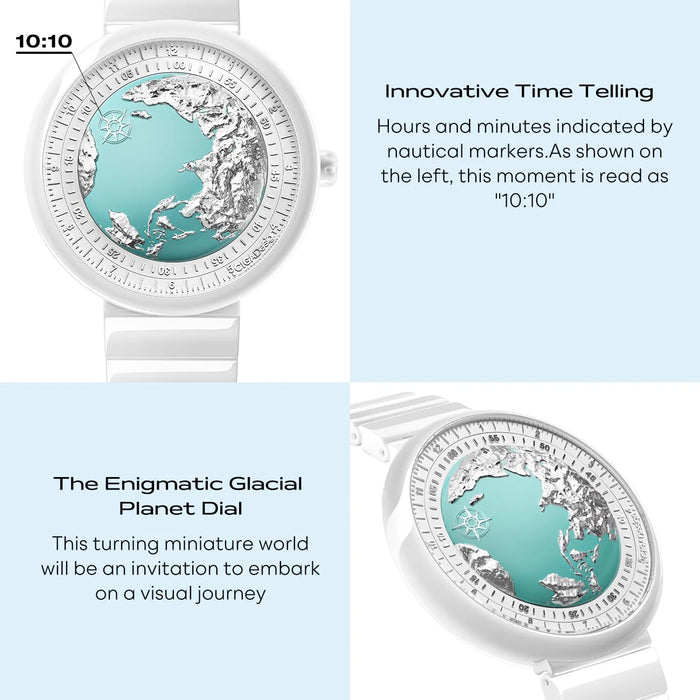 CIGA Design Women's Luxury Automatic Watch U Series Blue Planet Ice Age Ceramics Strap Mechanical Watches Exquisite Timepiece