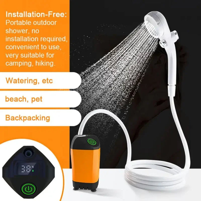 Simple Outdoor Camping Shower Pump Waterproof with Digital Display for Camping Travel Family Rental Portable Electric Shower New