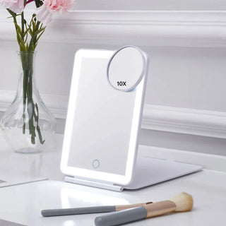 LED Makeup Mirrors Portable Folding Mirrors Touch Screen Vanity Mirror Three Colors Light Modes Travelling Dressing Table Mirror