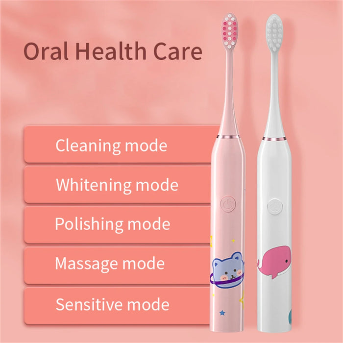 Sonic Electric Toothbrush Rechargeable Cartoon Smart Children Toothbrushes For 3-15 Year Old Kids Waterproof Electric Toothbrush