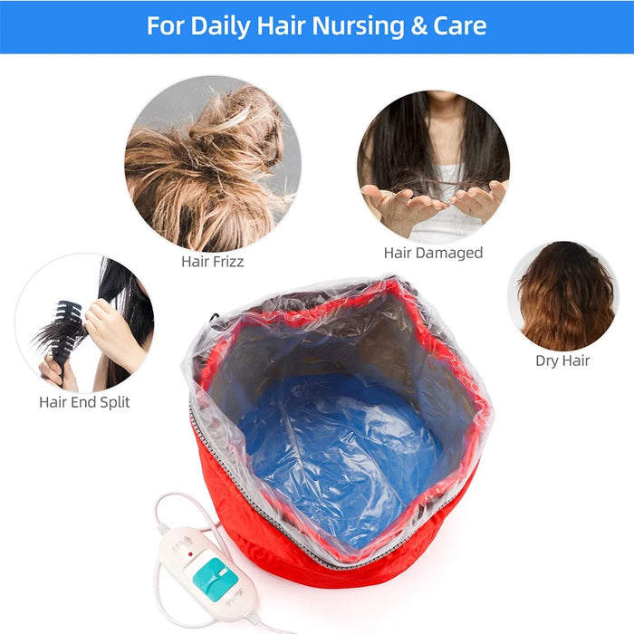 Electric Hair Thermal Treatment Beauty Steamer SPA Nourishing Hair Care Cap Waterproof Anti-electricity Control Heating Baked Oi