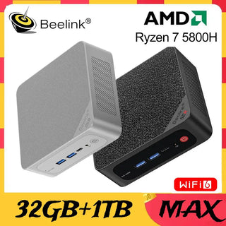 Beelink Mini PC SER5 Pro Max AMD Ryzen 5 5560U 7 5700U 5800H SER Desktop Gaming Computer WiFi6 BT5.2 DDR4 16GB 500GB SSD 32GB 1T