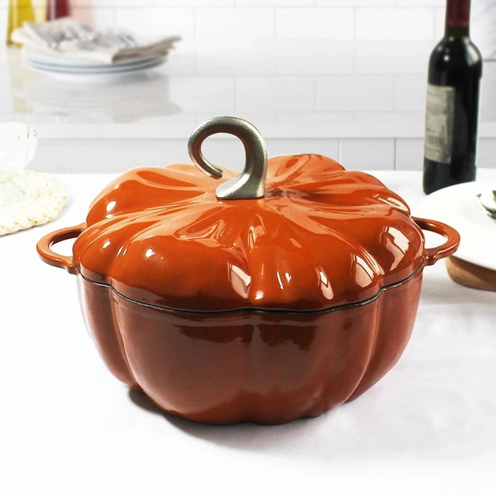 5.2KG New Enamel Cast Iron Pot Dutch Oven Cookware Design Pumpkin Creativity Coating Non Stick Casserole Pot with Lid