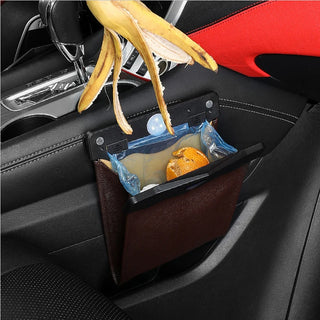 Car Trash Can Front-Row Hanging Garbage Bin Pu Leather Foldable Storage Co-Pilot Trash Bag Auto Organize Interior Accessories