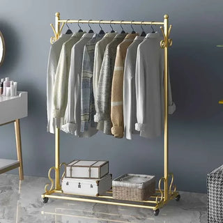 Golden Boutique Clothes Rack Metal Closet Nordic Bedroom Clothes Rack Stand Hallway Entrance Hall Furniture