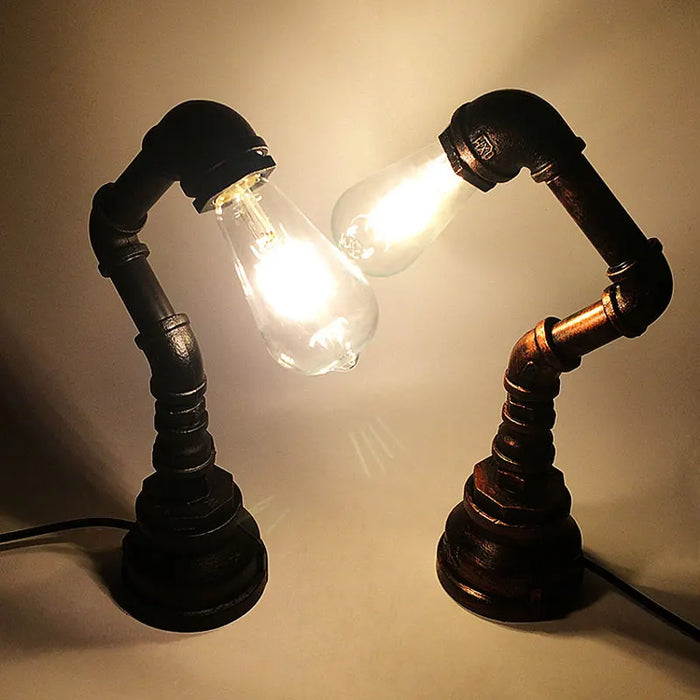 Industrial Wind Water Pipe Table Light Loft Lamp E27 Edison Desk Light For Bedroom Bedside Study Light