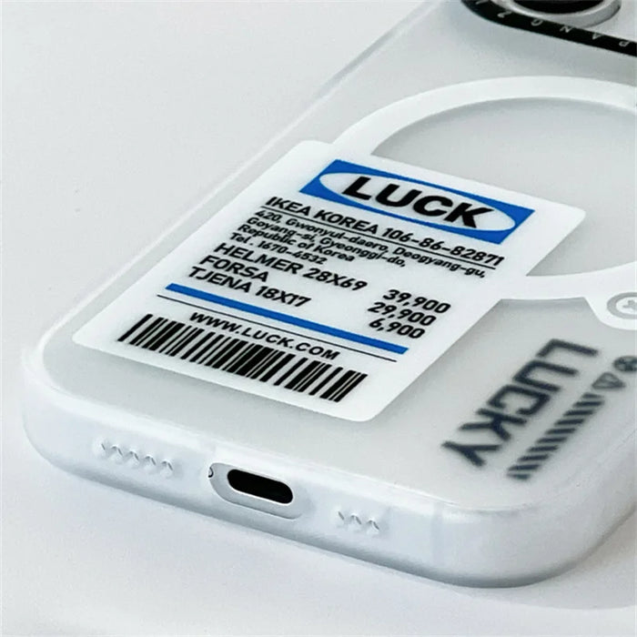 Trendy barcode labels Magsafe phone case for iphone 13 11 12pro 15pro 14pro 15 pro max Wireless charging shockproof phone cover