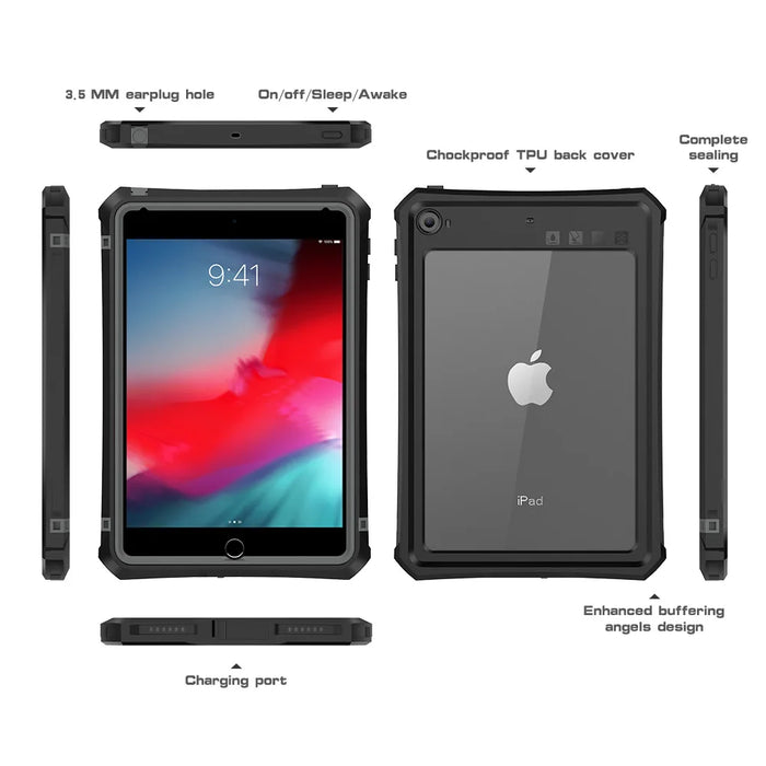 IP68 Waterproof Case Cover for Apple iPad Mini 4 5 6 with Screen Protector Pencil Holder Water Resistant Kickstand Case Mini 6