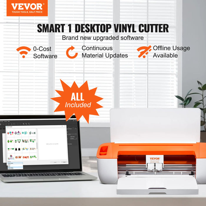 VEVOR Vinyl Cutter Machine Compatible with iOS Android Windows Mac Bluetooth Connectivity DIY Cutting Machine for Cards Decor