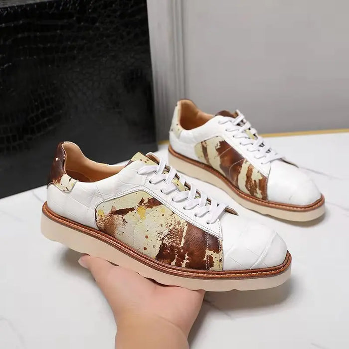 BATMO 2023 new arrival Fashion Crocodile skin causal shoes men,male Genuine leather Sneaker PDD58