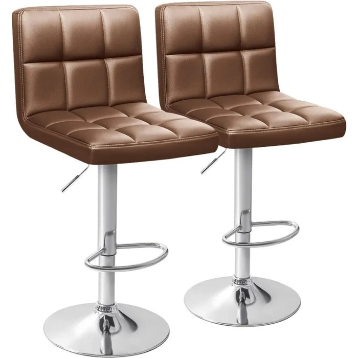 Bar Stools Modern PU Leather Adjustable Swivel Barstools, Armless Hydraulic Kitchen Counter Bar Stool Synthetic Leather