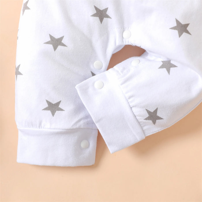 PatPat Baby Boy/Girl 95% Cotton Long-sleeve Love Heart Letter Print Stars/Striped Jumpsuit High Quality