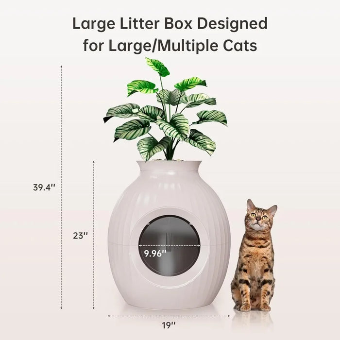 Smart Odor Control Plant Extra Large Cat Litter Box for With Light Easy To Clean Includes Artificial Plants Door Scoop