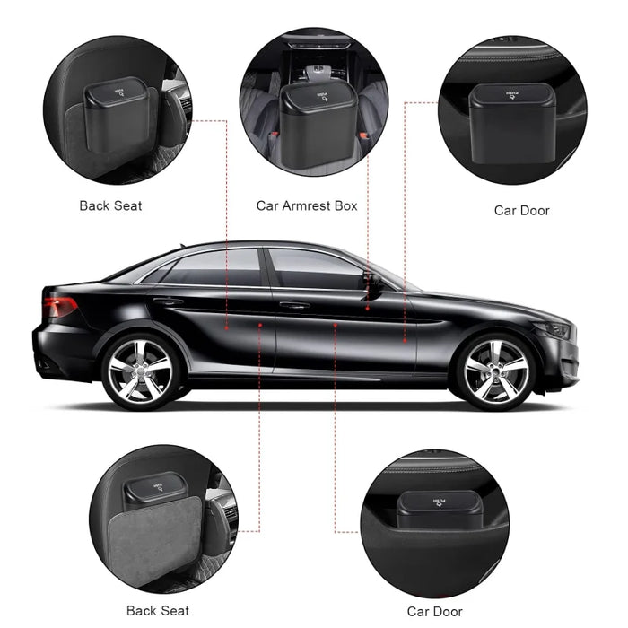 Car Trash Can Bin with Lid Small Leakproof Car Garbage Can Mini Vehicle Trash Bin Garbage Dustbin Organizer Container