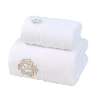 2PCS Set Bathroom White Cotton Towel Set Letter Embroidered 1PCS Hand Towel 33*74cm 1PCS Bath Towel Gift For Men And Women 타월