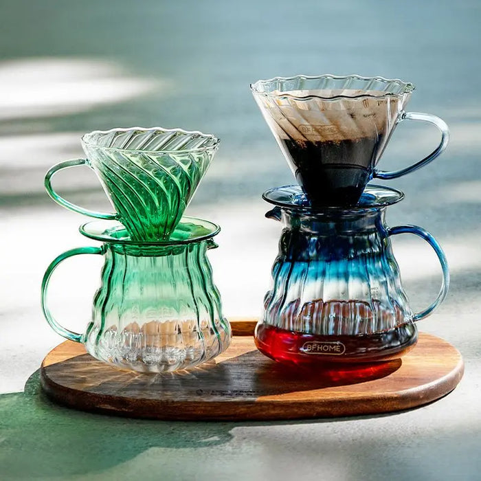 Hand Coffee Maker Set Glass Sharing Cloud Pot Household Coffee Set Cold and Heat Resistance Brewing Hand Grinder Coffee Pots New