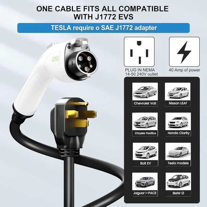 Level 2 EV Charger 40 Amp ev Chargers for Home Level 2 NEMA 14-50 Plug,Use Swipe Card or APP to Start