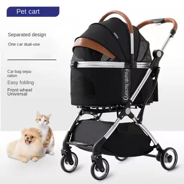 Aluminum Tube Pull Rod Pet Stroller Bag Separated Travel Car Foldable 20kg Foldable Collapsible Stroller for Medium Dogs Cat