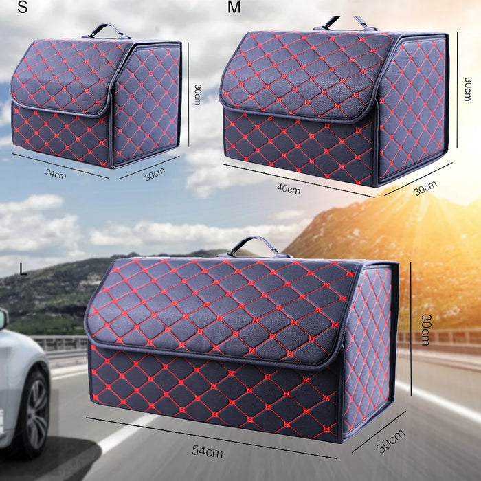 Car Trunk Organizer Box Large Capacity Auto Multiuse Tools Storage Bag Stowing Tidying Leather Folding For Emergency Storage Box