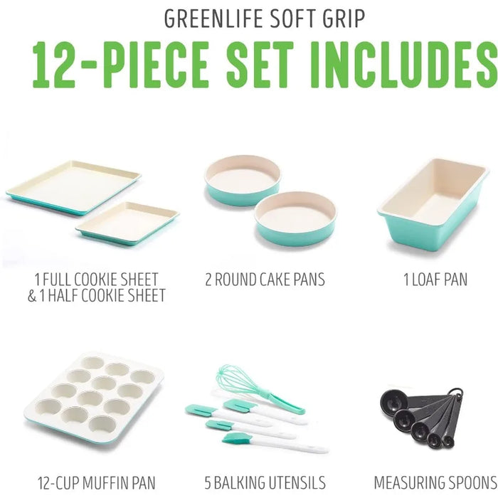 GreenLife Bakeware Healthy Ceramic Nonstick,  PFAS-Free, Turquoise