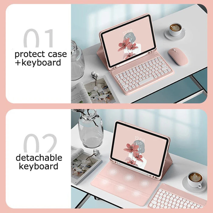 Wireless Mouse Keyboard for iPad 10th 2022 10.9 inch Air 5 Air 4 3 2 10.2 8 9th Cover Air 3 9.7 5 6th Pro 11 Case Foldable Stand