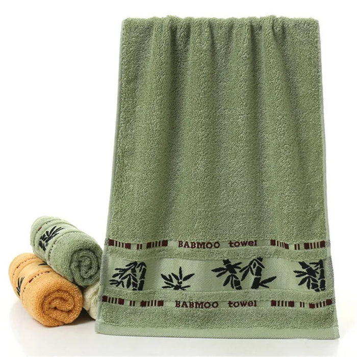 Set of 3 Thicker Bamboo Green Bath Beach Towel Set for Adults Face Hand Sport Towels Bathroom 35cmX75cm*2pcs And 70cmx140cm*1pcs