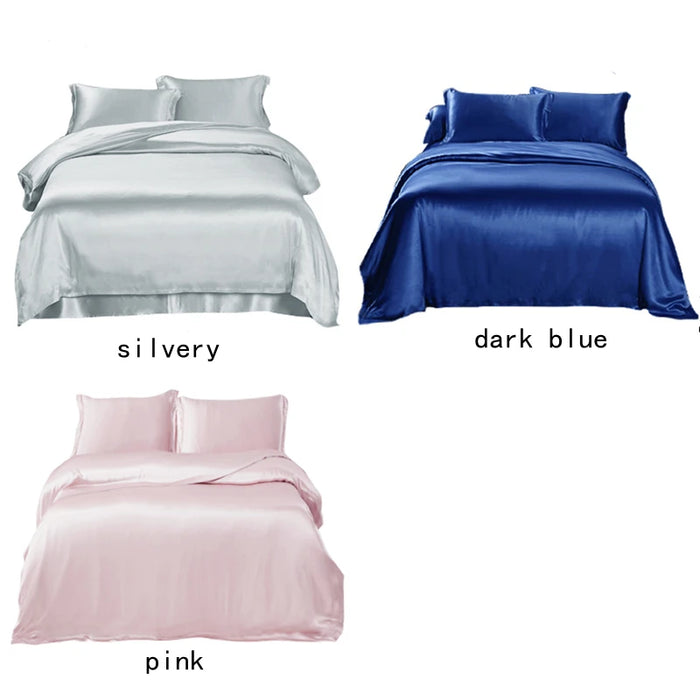 4 PCs Set 100% Mulberry Silk 30 Mm Seamless Dark Green Blue Milk Tea Pink Gray Colors K  Sheet Duvet Cover Customize