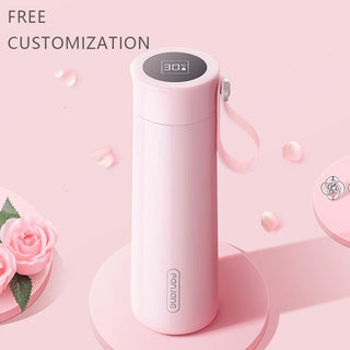 Ladies Portable Smart Temperature Display Thermos Cup Alarm Clock Reminder Drinking Gift Water Bottle Customization 400ml