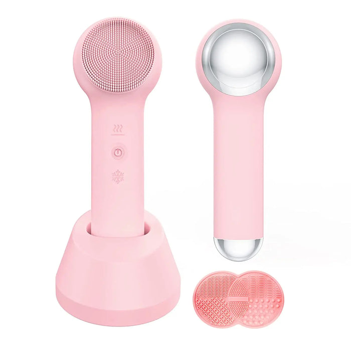 Silicone Facial Cleaning Brush For Pore Cleaner With Heating Function Ipx 7 Waterproof Electric Facial Cleansing Brush