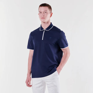 HELLEN&WOODY 2022 Summer Business Zipper Men Polo Shirt Luxury Embroidery Design Printed Short Sleeved Cotton Pure Black Top Tee