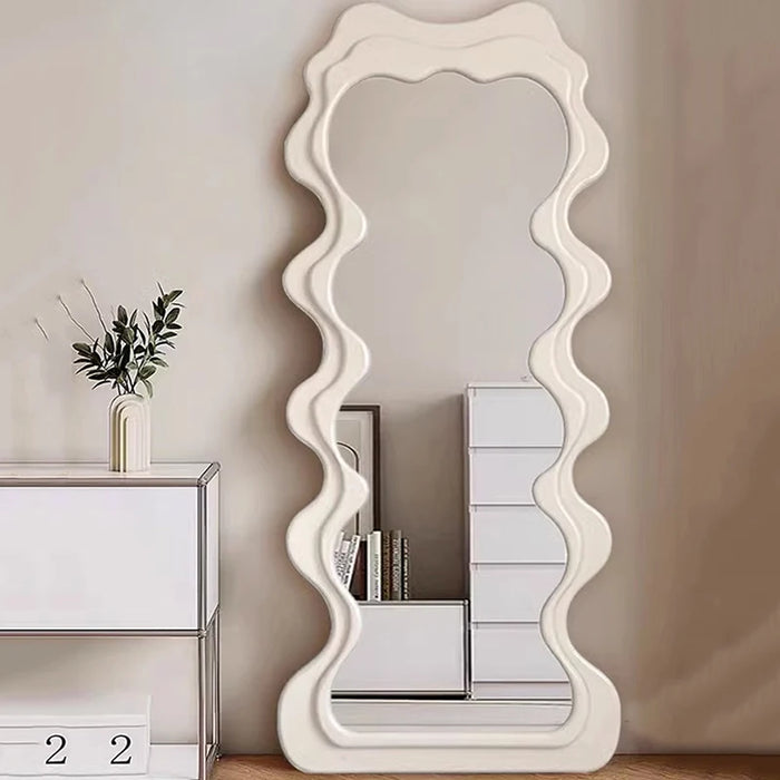 Metal Frame Mirrors Living Room Irregular Full Body Floor Bedroom Modern Art Design Makeup Mirror Wavy Espejos Room Decoration