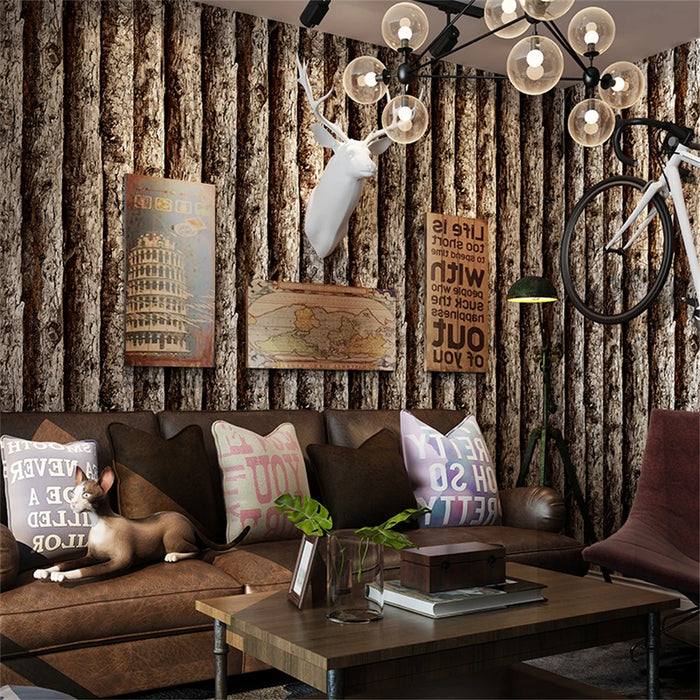 beibehang 3D Wood Log Texture Embossed PVC Waterproof Wall Paper Roll Living Room Desktop Wallpaper Mural Papel De Parede