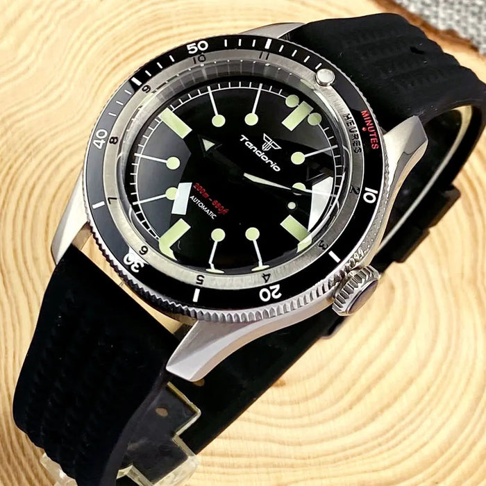 40mm Tandorio Diver Watch for Men Japan NH35 PT5000 Movt Dome Sapphire 120clicks Bezel No Date Automatic Clock