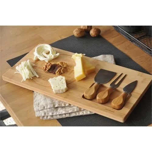 Bambum Fhume-Cheese World breakfast cheese meat service plate breakfast dining wooden healthy knife fork gift