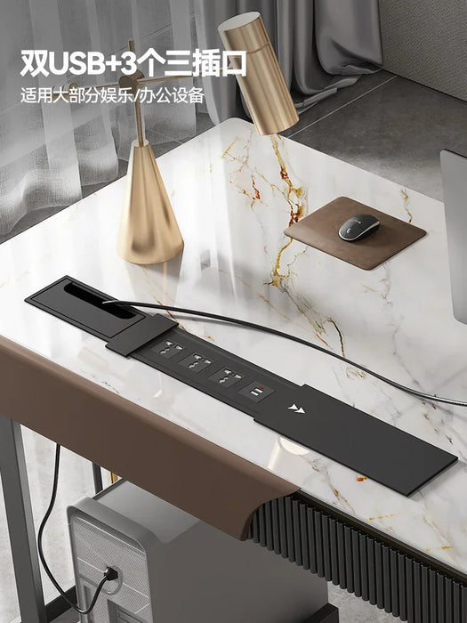 Light luxury desk modern minimalist study designer wabi-sabi style high-end home slate computer