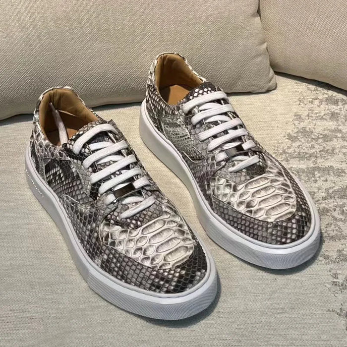 BATMO 2024 new arrival Fashion Snake skin causal shoes men,male Genuine leather sneakers pdd474