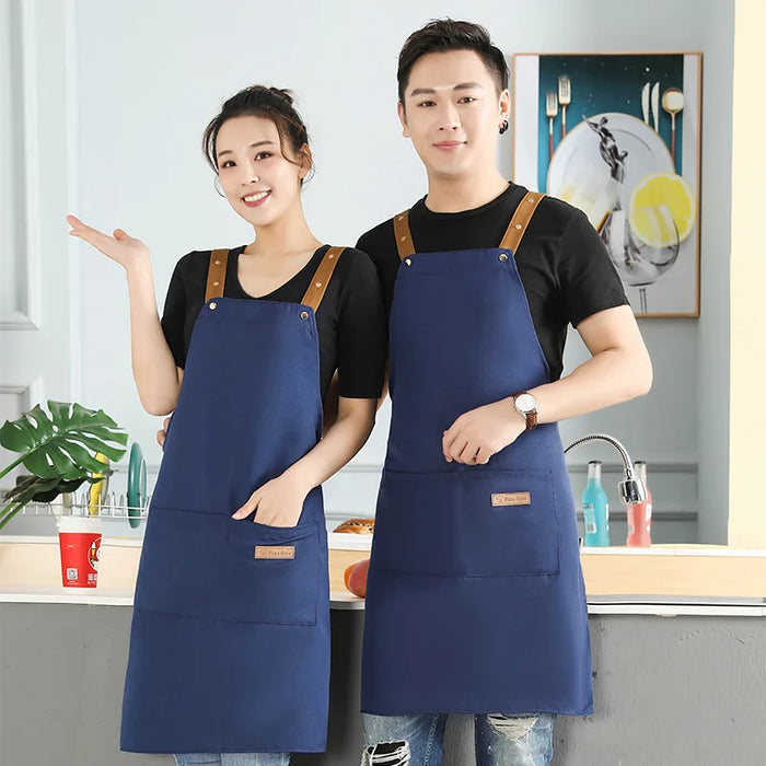 Apron Canvas Water and Oil Proof Apron Modern Simplicity Household Cleaning Tools Work Cook Kitchen Server Work Sleeveless Apron