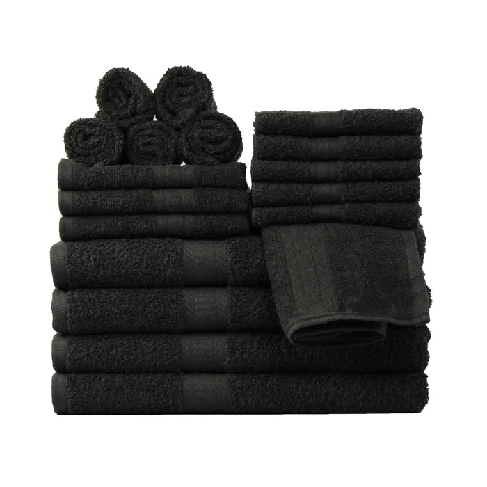 Solid 18-Piece Bath Towel Set, Black