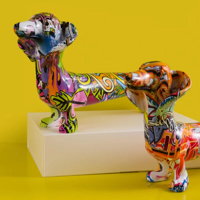 Individuality Creative Dachshund Painted Colorful Dog Decor Home Wine Cabinet Office Decoration Desktop Decoration Crafts