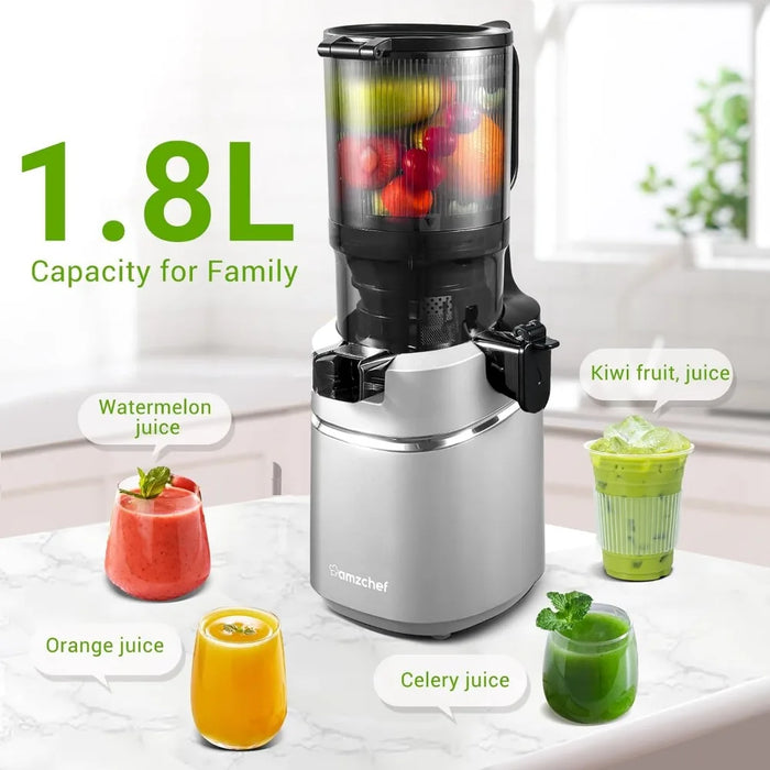 5.3 inch self feeding chewing juicer suitable for whole fruits and vegetables,cold pressed electric juicer with high juice yield