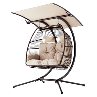 2024 New Egg Chair with Stand, Foldable Hanging Chair, Hammock Cushion and Awning